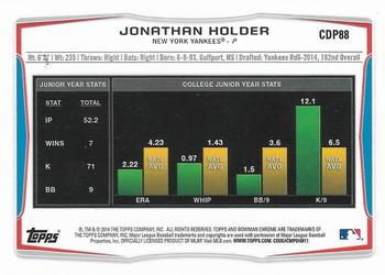 2014 Bowman Draft - Chrome #CDP88 Jonathan Holder Back