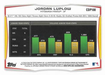 2014 Bowman Draft - Chrome #CDP100 Jordan Luplow Back