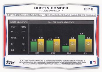 2014 Bowman Draft - Chrome #CDP109 Austin Gomber Back