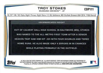 2014 Bowman Draft - Chrome #CDP111 Troy Stokes Back