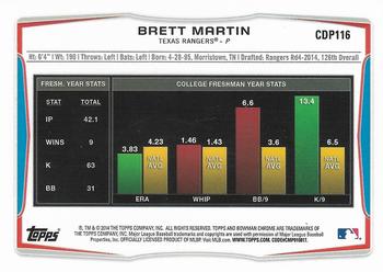 2014 Bowman Draft - Chrome #CDP116 Brett Martin Back