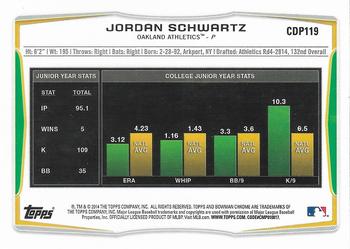 2014 Bowman Draft - Chrome #CDP119 Jordan Schwartz Back