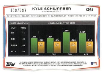 2014 Bowman Draft - Chrome Blue Refractors #CDP2 Kyle Schwarber Back