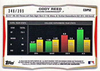 2014 Bowman Draft - Chrome Blue Refractors #CDP52 Cody Reed Back