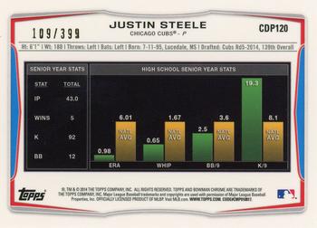 2014 Bowman Draft - Chrome Blue Refractors #CDP120 Justin Steele Back