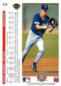 1992 Upper Deck - Gold Hologram #216 David Howard Back