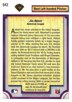 1992 Upper Deck - Gold Hologram #642 Jim Abbott Back