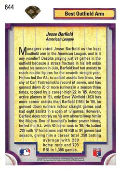 1992 Upper Deck - Gold Hologram #644 Jesse Barfield Back