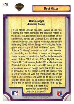 1992 Upper Deck - Gold Hologram #646 Wade Boggs Back