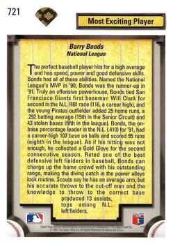 1992 Upper Deck - Gold Hologram #721 Barry Bonds Back
