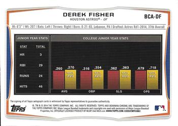 2014 Bowman Draft - Chrome Draft Pick Autographs #BCA-DF Derek Fisher Back