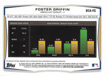 2014 Bowman Draft - Chrome Draft Pick Autographs #BCA-FG Foster Griffin Back