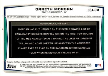 2014 Bowman Draft - Chrome Draft Pick Autographs #BCA-GM Gareth Morgan Back