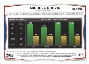 2014 Bowman Draft - Chrome Draft Pick Autographs #BCA-MIC Michael Chavis Back