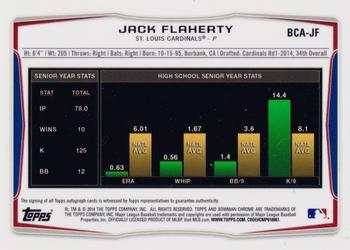 2014 Bowman Draft - Chrome Draft Pick Autographs Refractors #BCA-JF Jack Flaherty Back