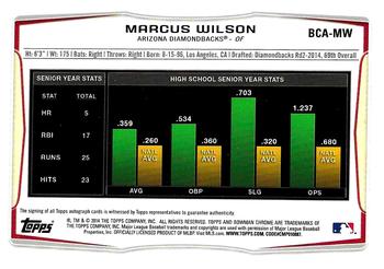 2014 Bowman Draft - Chrome Draft Pick Autographs Refractors #BCA-MW Marcus Wilson Back