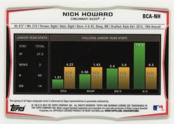 2014 Bowman Draft - Chrome Draft Pick Autographs Refractors #BCA-NH Nick Howard Back
