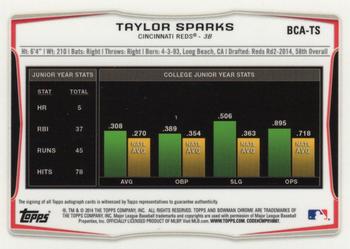 2014 Bowman Draft - Chrome Draft Pick Autographs Refractors #BCA-TS Taylor Sparks Back
