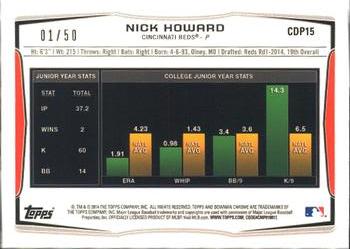 2014 Bowman Draft - Chrome Gold Refractors #CDP15 Nick Howard Back