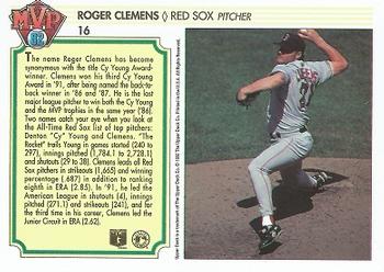 1992 Upper Deck Team MVP Holograms #16 Roger Clemens Back