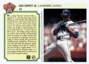 1992 Upper Deck Team MVP Holograms #22 Ken Griffey Jr. Back