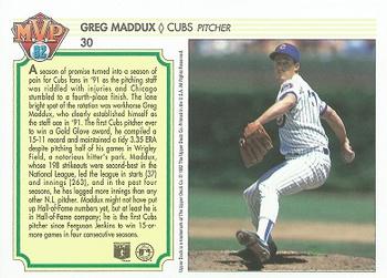 1992 Upper Deck Team MVP Holograms #30 Greg Maddux Back