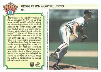 1992 Upper Deck Team MVP Holograms #38 Gregg Olson Back