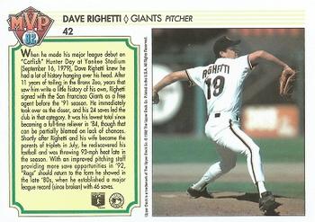 1992 Upper Deck Team MVP Holograms #42 Dave Righetti Back