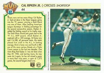 1992 Upper Deck Team MVP Holograms #44 Cal Ripken Jr. Back