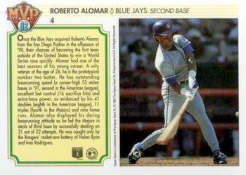 1992 Upper Deck Team MVP Holograms #4 Roberto Alomar  Back
