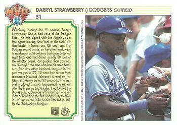 1992 Upper Deck Team MVP Holograms #51 Darryl Strawberry Back