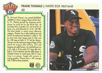 1992 Upper Deck Team MVP Holograms #52 Frank Thomas Back
