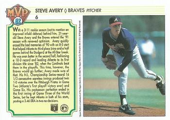 1992 Upper Deck Team MVP Holograms #6 Steve Avery  Back