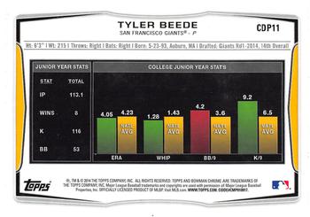 2014 Bowman Draft - Chrome Refractors #CDP11 Tyler Beede Back