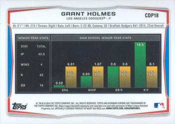 2014 Bowman Draft - Chrome Refractors #CDP18 Grant Holmes Back