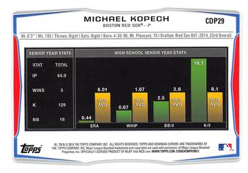 2014 Bowman Draft - Chrome Refractors #CDP29 Michael Kopech Back