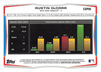 2014 Bowman Draft - Chrome Refractors #CDP60 Austin DeCarr Back