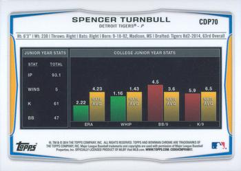 2014 Bowman Draft - Chrome Refractors #CDP70 Spencer Turnbull Back