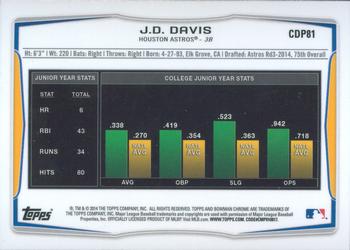 2014 Bowman Draft - Chrome Refractors #CDP81 J.D. Davis Back