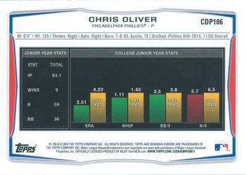 2014 Bowman Draft - Chrome Refractors #CDP106 Chris Oliver Back