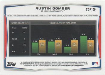 2014 Bowman Draft - Chrome Refractors #CDP109 Austin Gomber Back