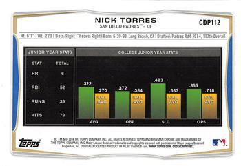2014 Bowman Draft - Chrome Refractors #CDP112 Nick Torres Back