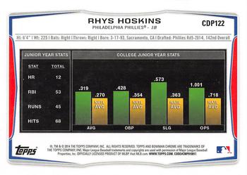 2014 Bowman Draft - Chrome Refractors #CDP122 Rhys Hoskins Back
