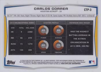 2014 Bowman Draft - Chrome Top Prospects #CTP-3 Carlos Correa Back