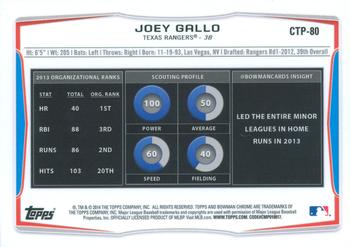 2014 Bowman Draft - Chrome Top Prospects #CTP-80 Joey Gallo Back