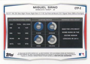 2014 Bowman Draft - Chrome Top Prospects #CTP-2 Miguel Sano Back
