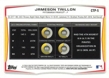 2014 Bowman Draft - Chrome Top Prospects #CTP-5 Jameson Taillon Back