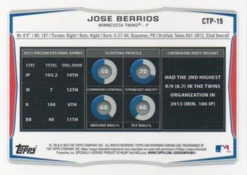 2014 Bowman Draft - Chrome Top Prospects #CTP-19 Jose Berrios Back