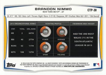 2014 Bowman Draft - Chrome Top Prospects #CTP-30 Brandon Nimmo Back