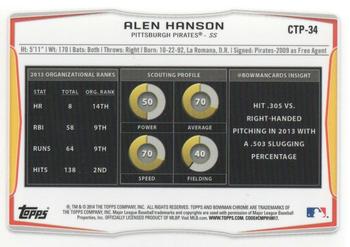2014 Bowman Draft - Chrome Top Prospects #CTP-34 Alen Hanson Back